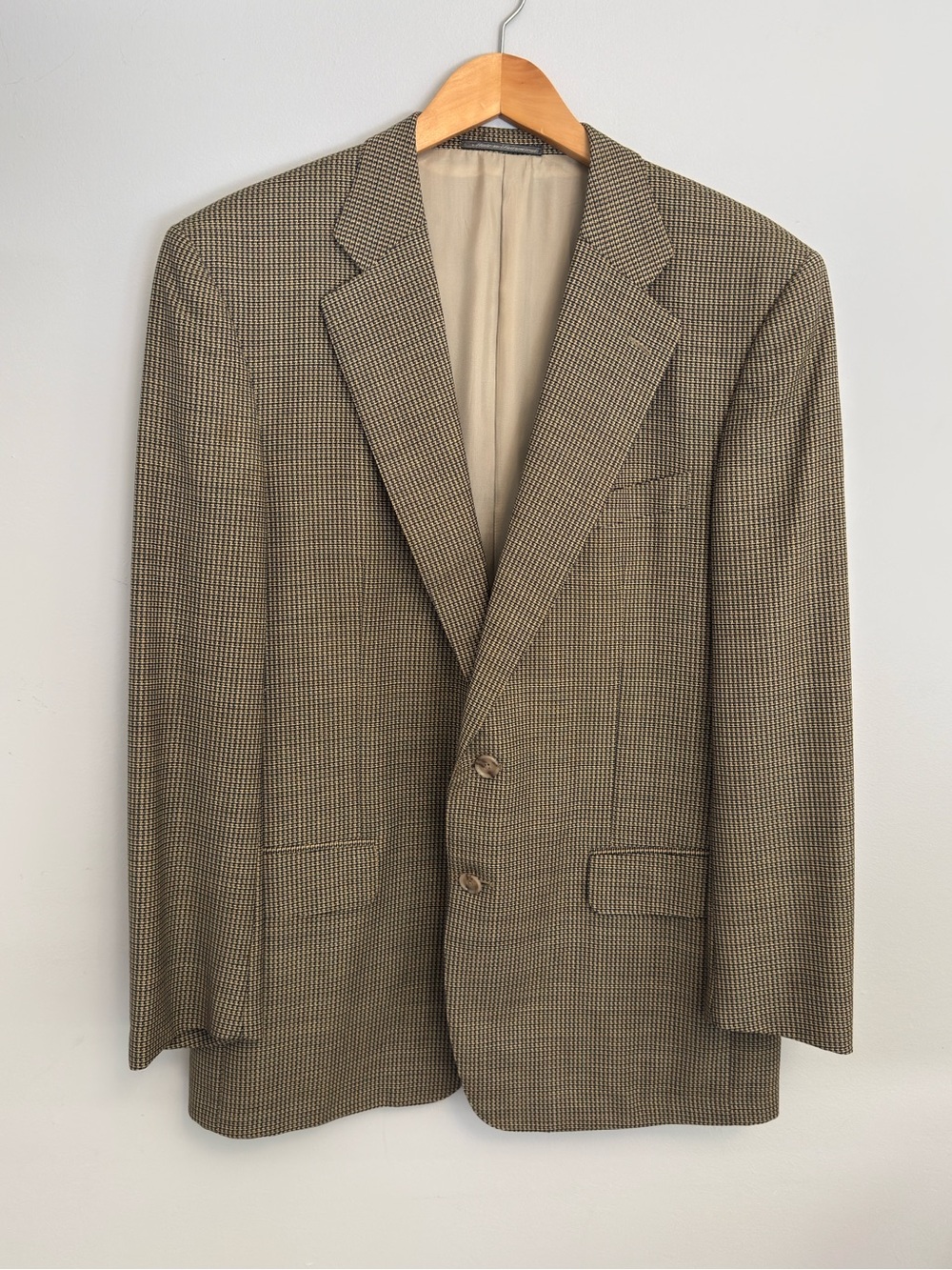 Ermenegildo Zegna Trofeo Houndstooth Sport Coat Blazer Tan Brown 42R